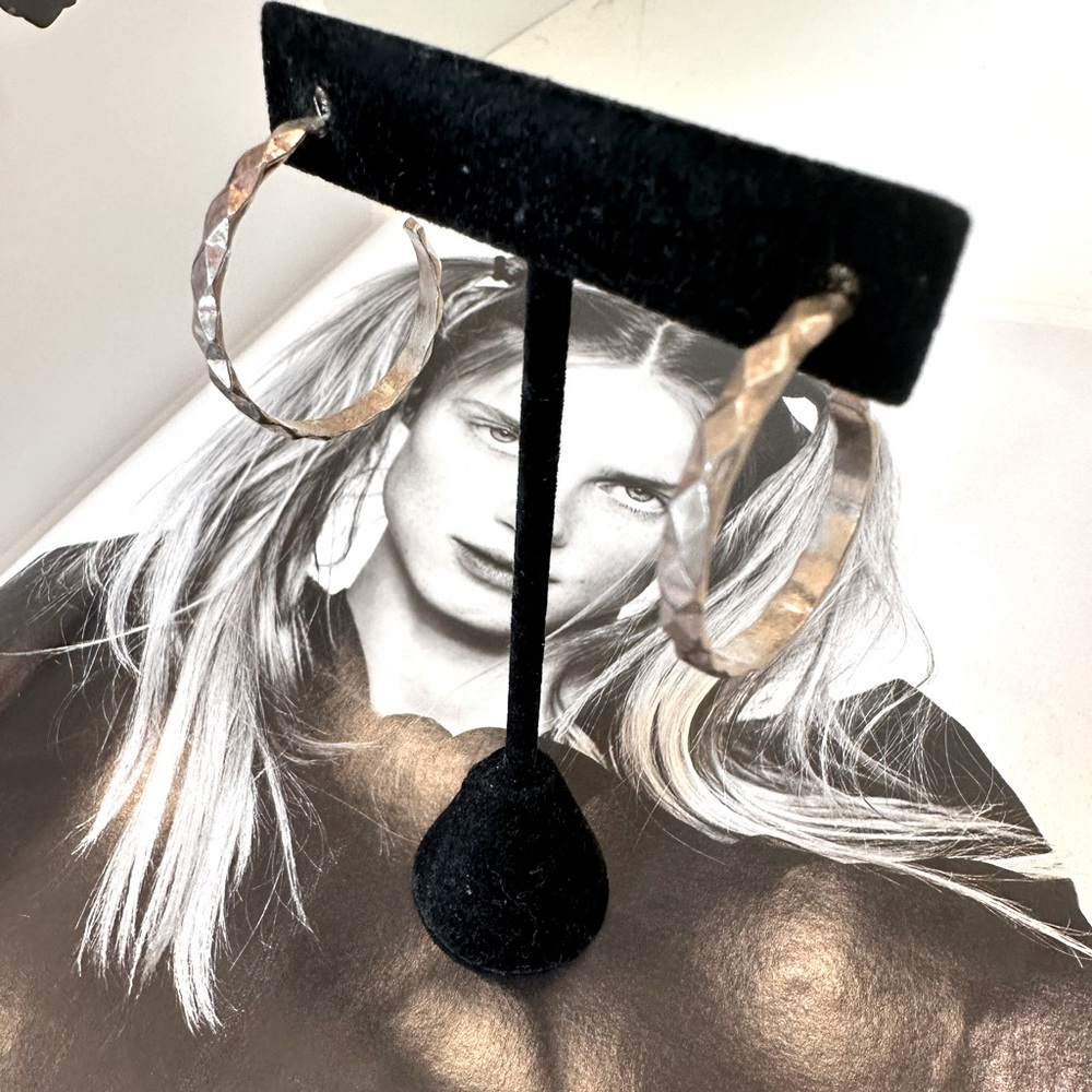 925 Silver Bevelled Hoop Earrings